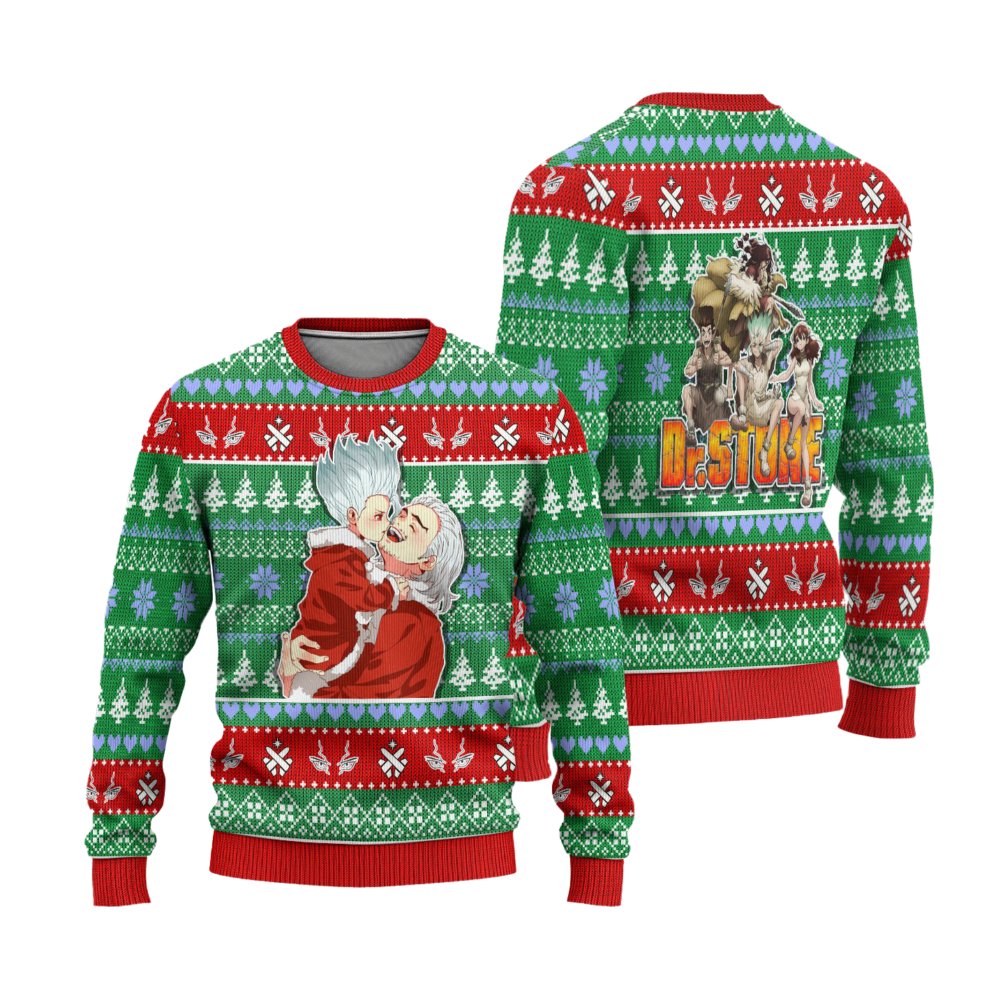 Byakuya x Senku Anime Ugly Christmas Sweater Custom Dr Stone Xmas Gift