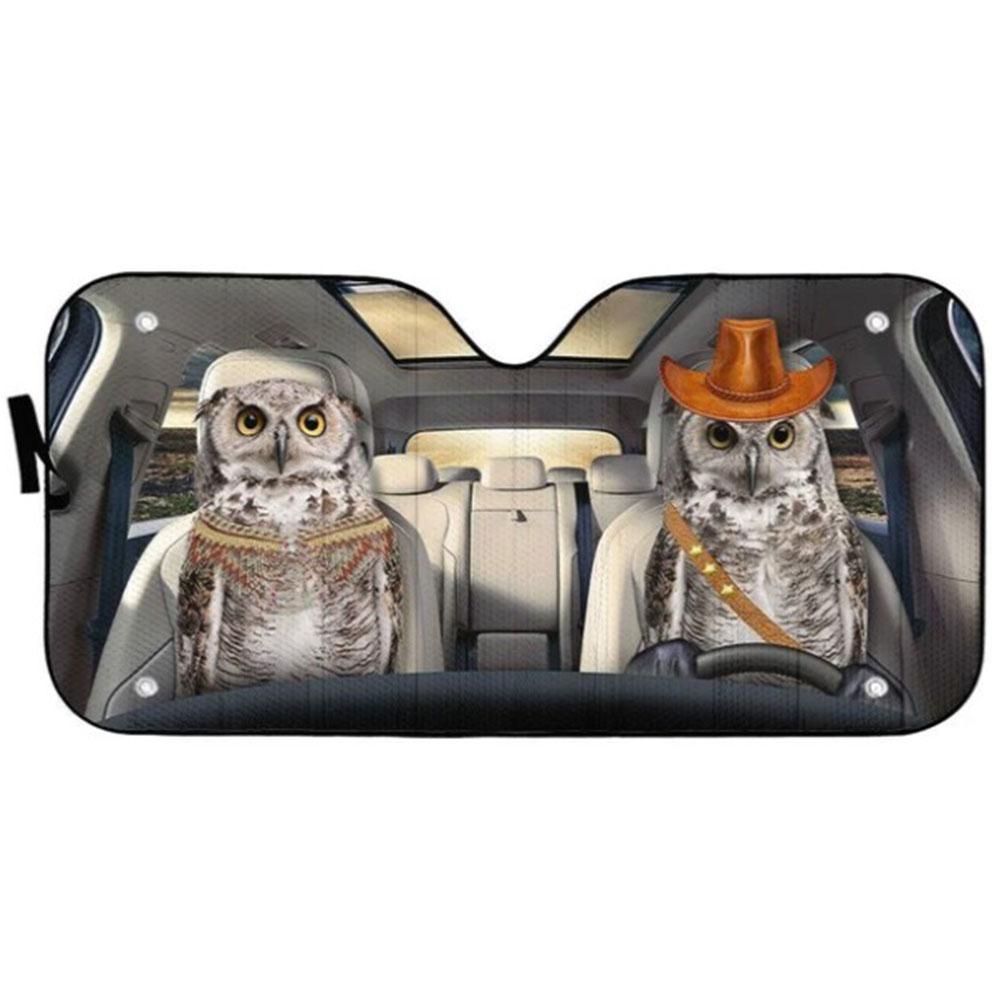 Couple Owls Car Auto Sun Shades Windshield Accessories Decor Gift