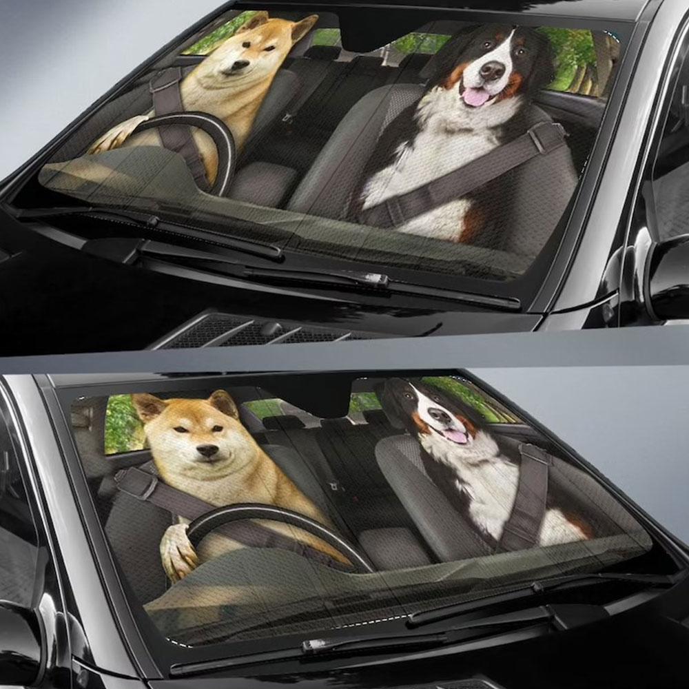 Cute Dogs Car Auto Sun Shades Windshield Accessories Decor Gift