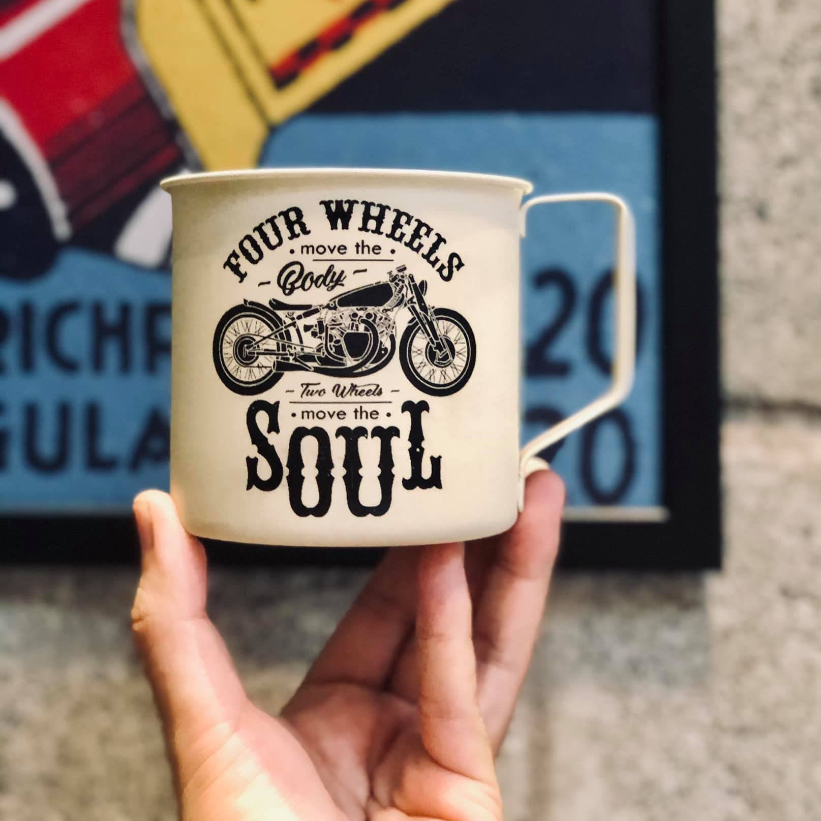 White Two Wheel Move The Soul Camping Campfire Travel Mugs 2021