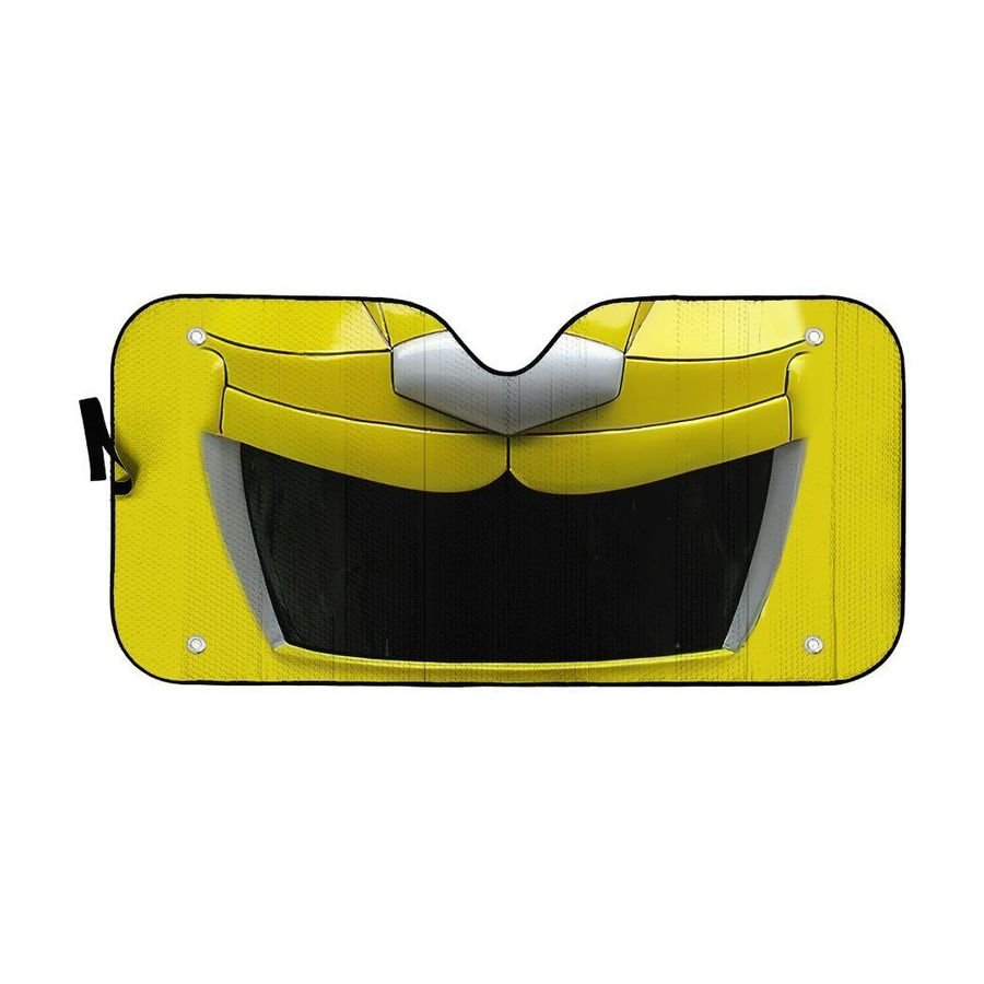 Mighty Morphin Yellow Power Ranger Helmet Custom Car Auto Sunshade Windshield Accessories Decor Gift