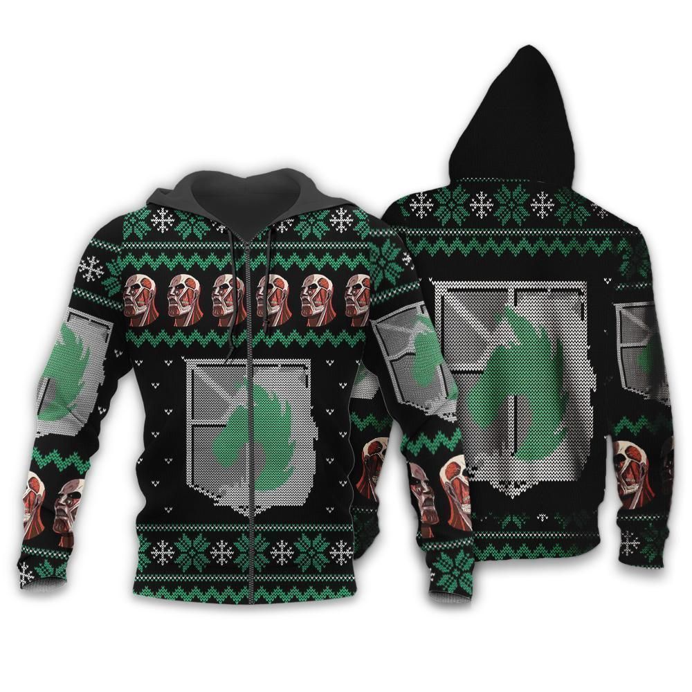 Attack On Titan Ugly Christmas Sweater Military Badged Police Xmas Gift Custom Clothes