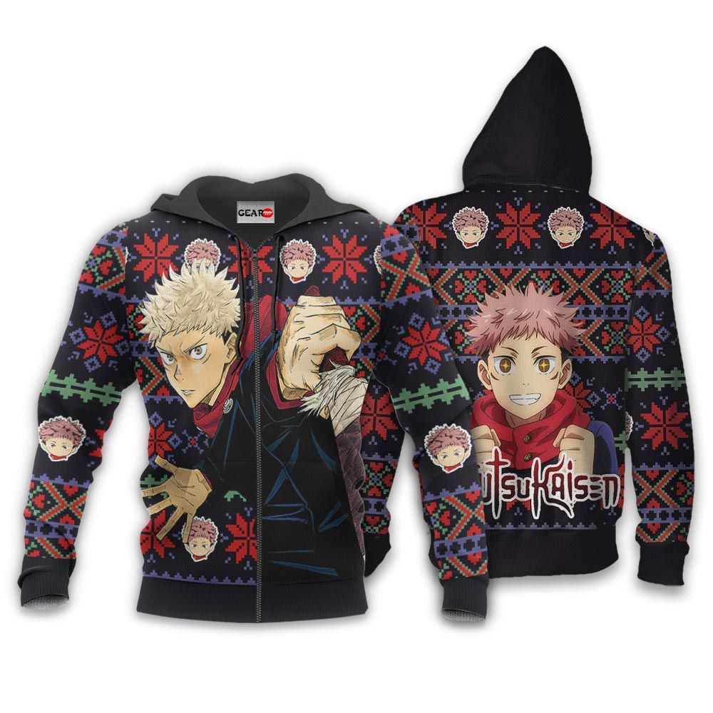 Yuji Itadori Ugly Christmas Sweater Custom Anime Jujutsu Kaisen Xmas Gifts