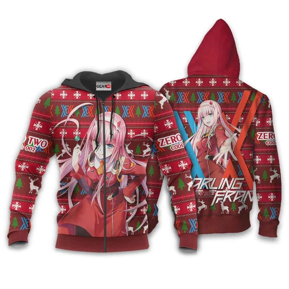 Zero Two Code 002 Ugly Christmas Sweater Custom Anime Darling In The Franxx Xmas Gifts