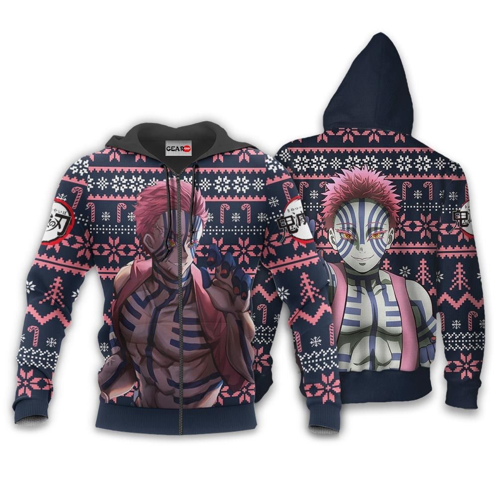 Akaza Ugly Christmas Sweater Custom Anime Demon Slayer Xmas Gifts