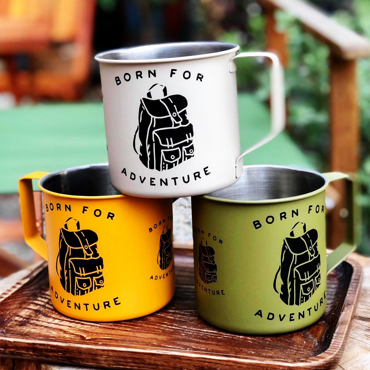 White Born For Adventure Camping Campfire Adventure Travel Mugs 2021