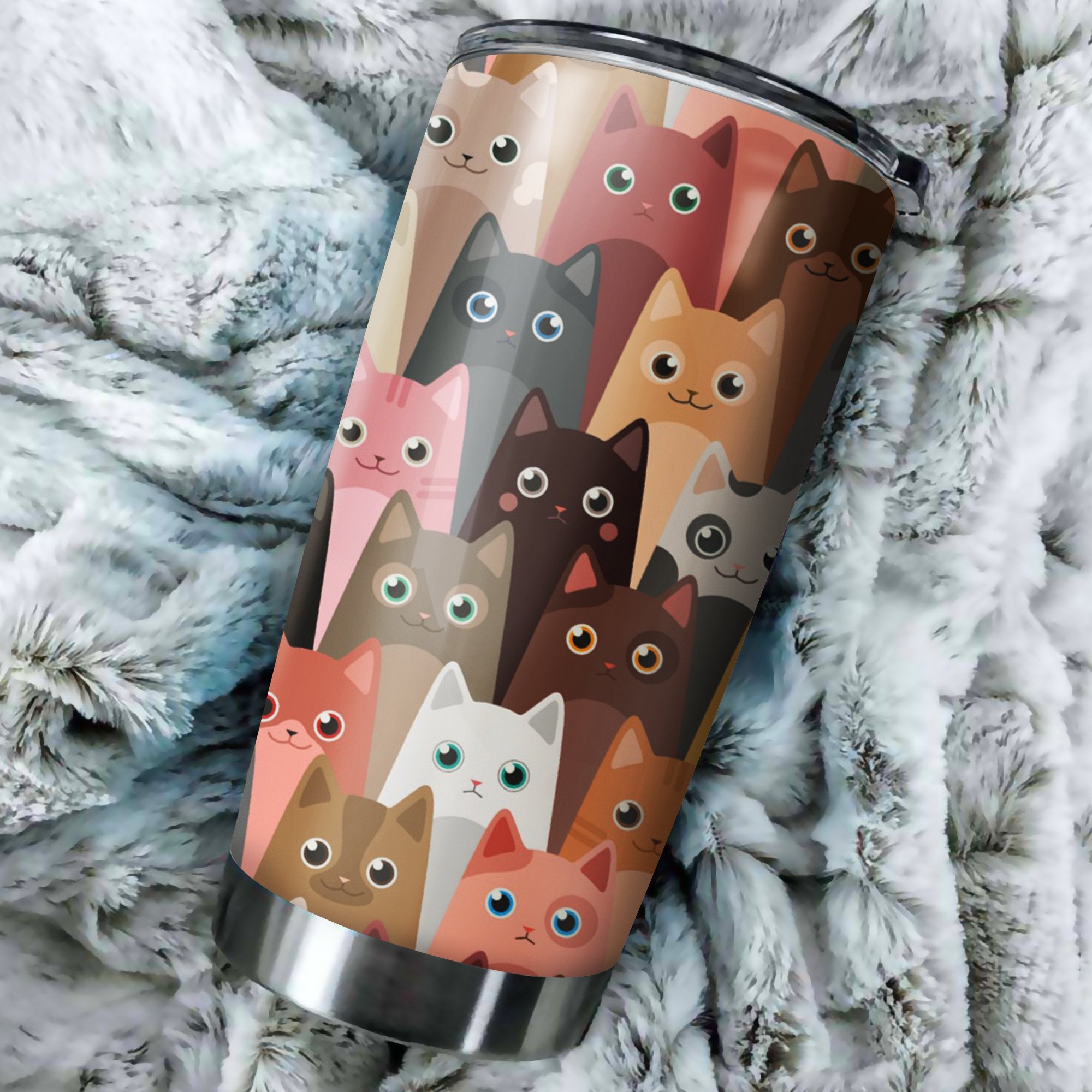 Cute Cat Head Tumbler Perfect Birthday Best Gift Stainless Traveling Mugs 2021