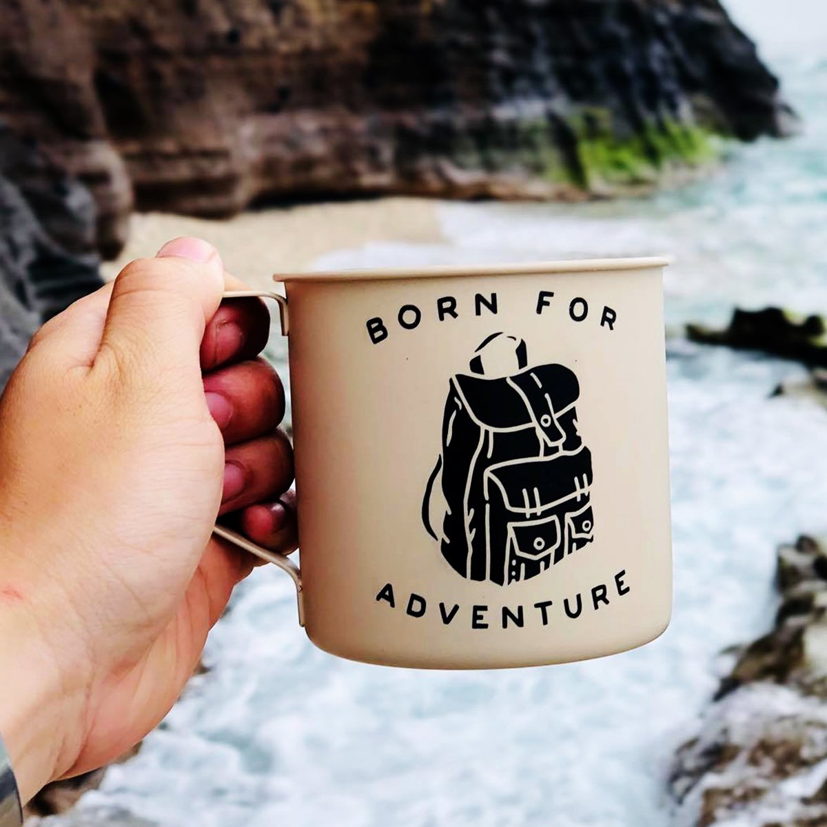 White Born For Adventure Camping Campfire Adventure Travel Mugs 2021