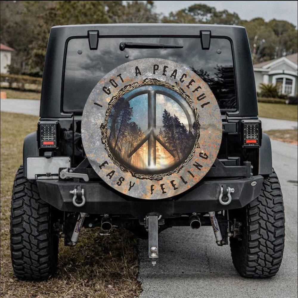 A Got A Peaceful Easy Feeling Car Spare Tire Cover Gift For Campers