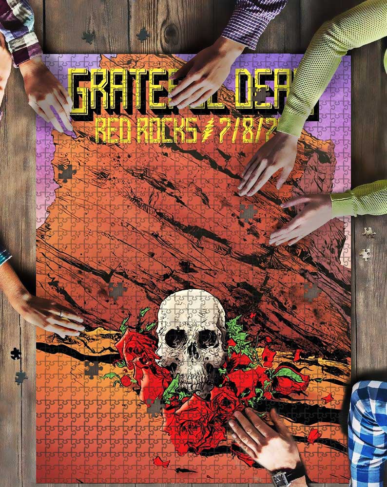 Dead Grateful Skull Rose Mock Puzzle