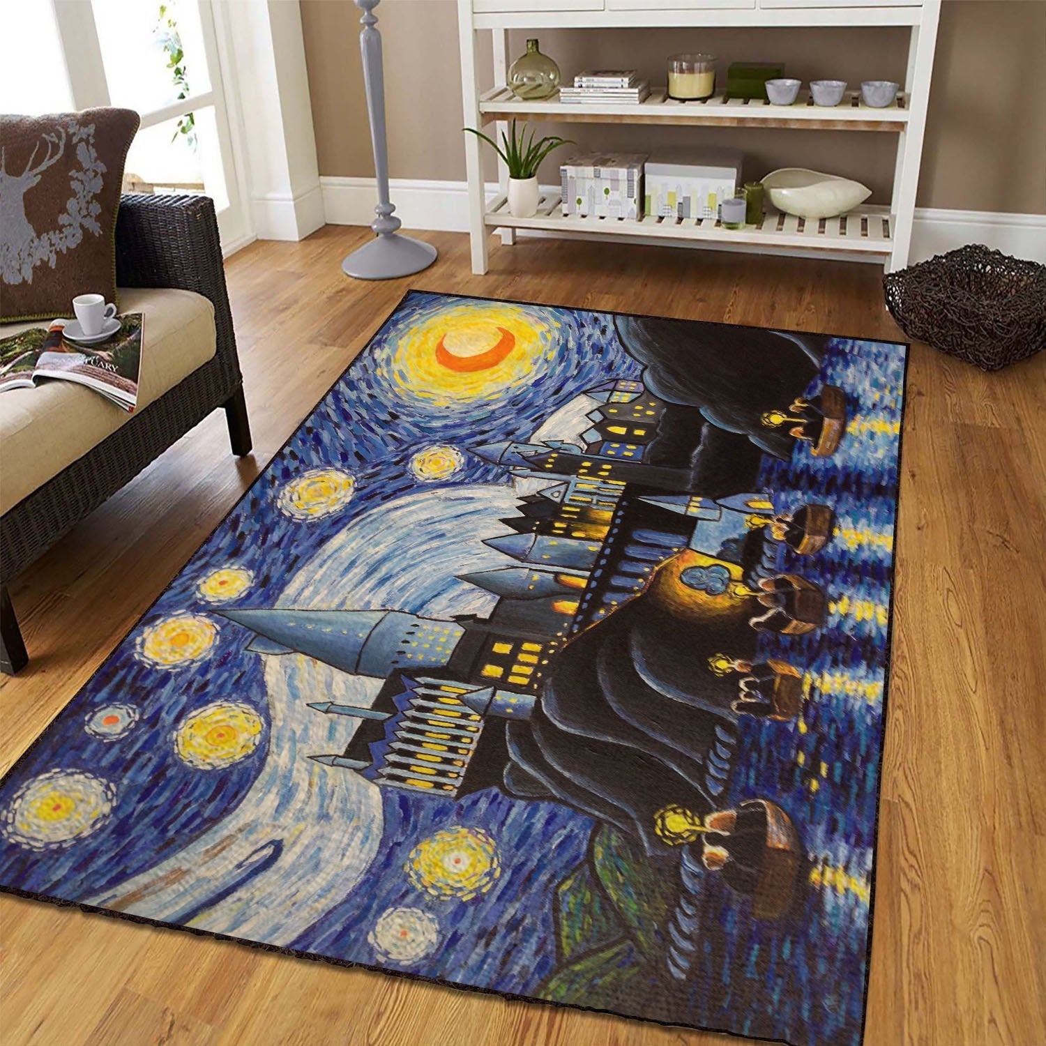 Harry Potter Hogwarts Starry Night Area Rug Floor Home Room Decor