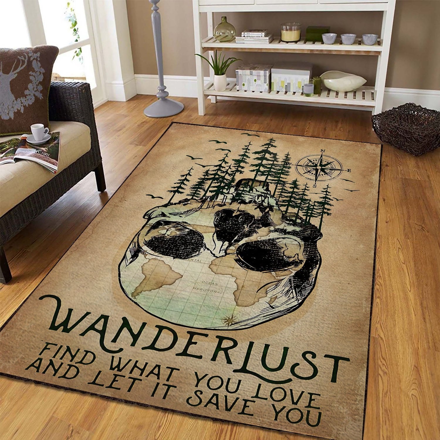 Wanderlust Find What You Love And Let It Save You Area Rug Floor Home Room Decor