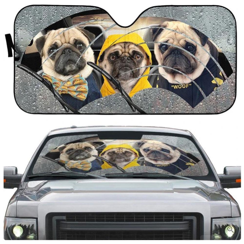 Pugs Cute Custom Car Auto Sun Shades Windshield Accessories Decor Gift