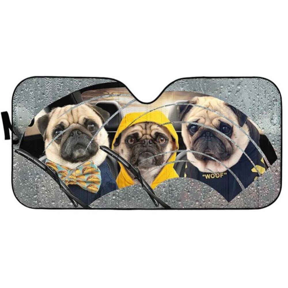 Pugs Cute Custom Car Auto Sun Shades Windshield Accessories Decor Gift