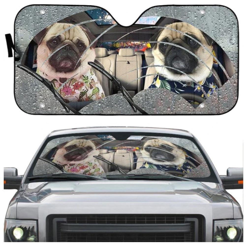 Pugs Rain Custom Car Auto Sun Shades Windshield Accessories Decor Gift