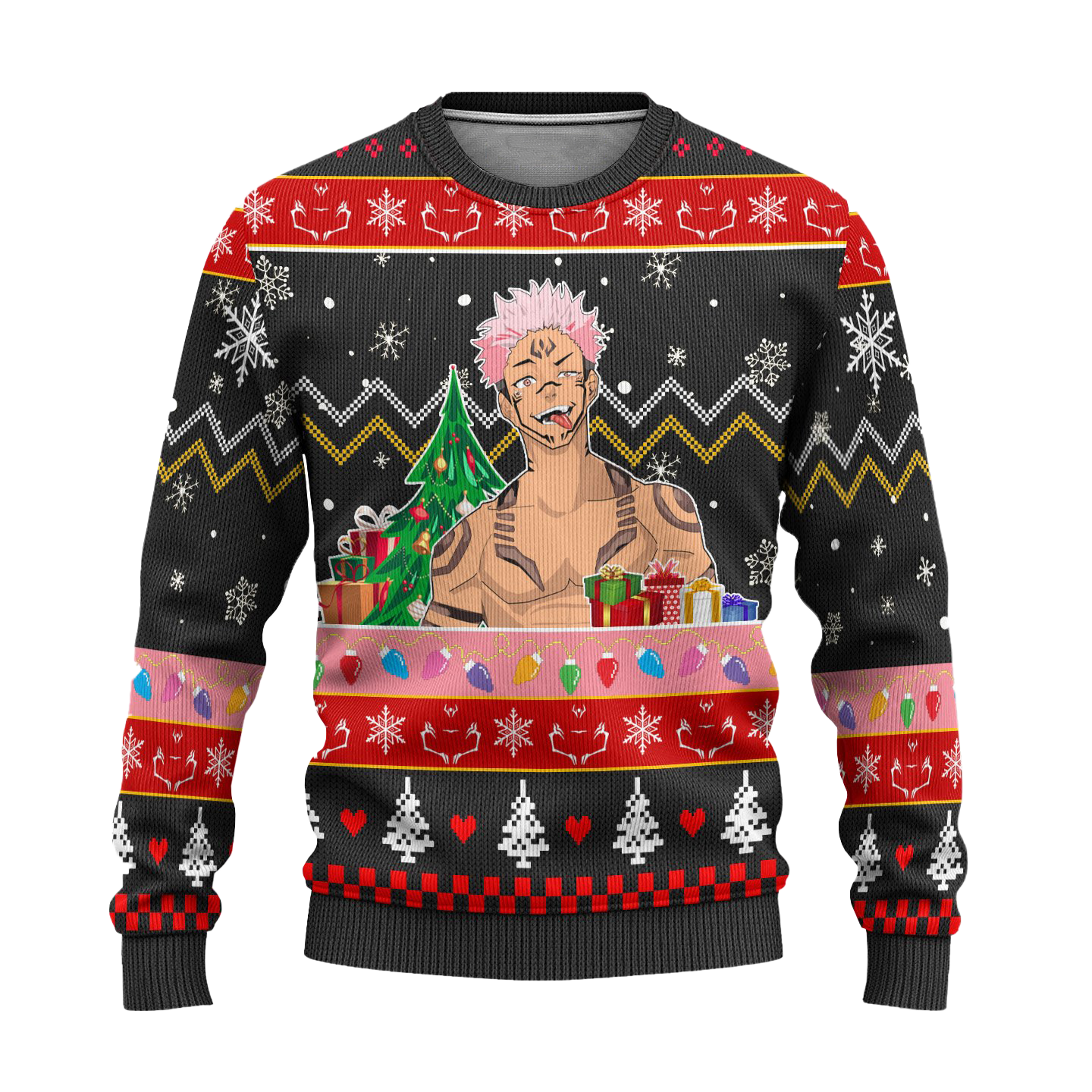 Ryomen Sukuna Ugly Christmas Sweater Custom Jujutsu Kaisen Anime Xmas Gift