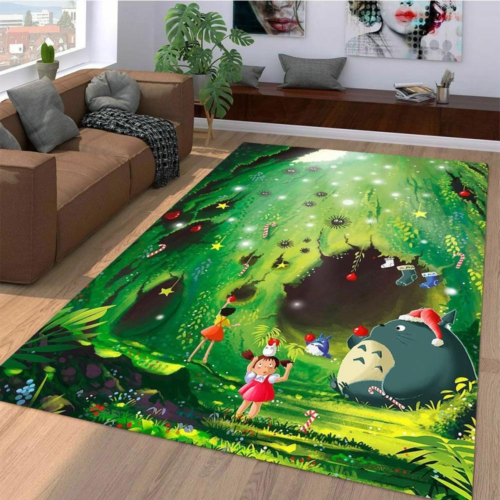 Christmas Totoro Area Rug Home Decor Bedroom Living Room Decor