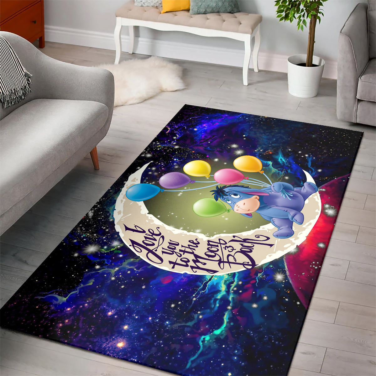 Eeyore Winnie The Pooh Love You To The Moon Galaxy Carpet Rug Home Room Decor