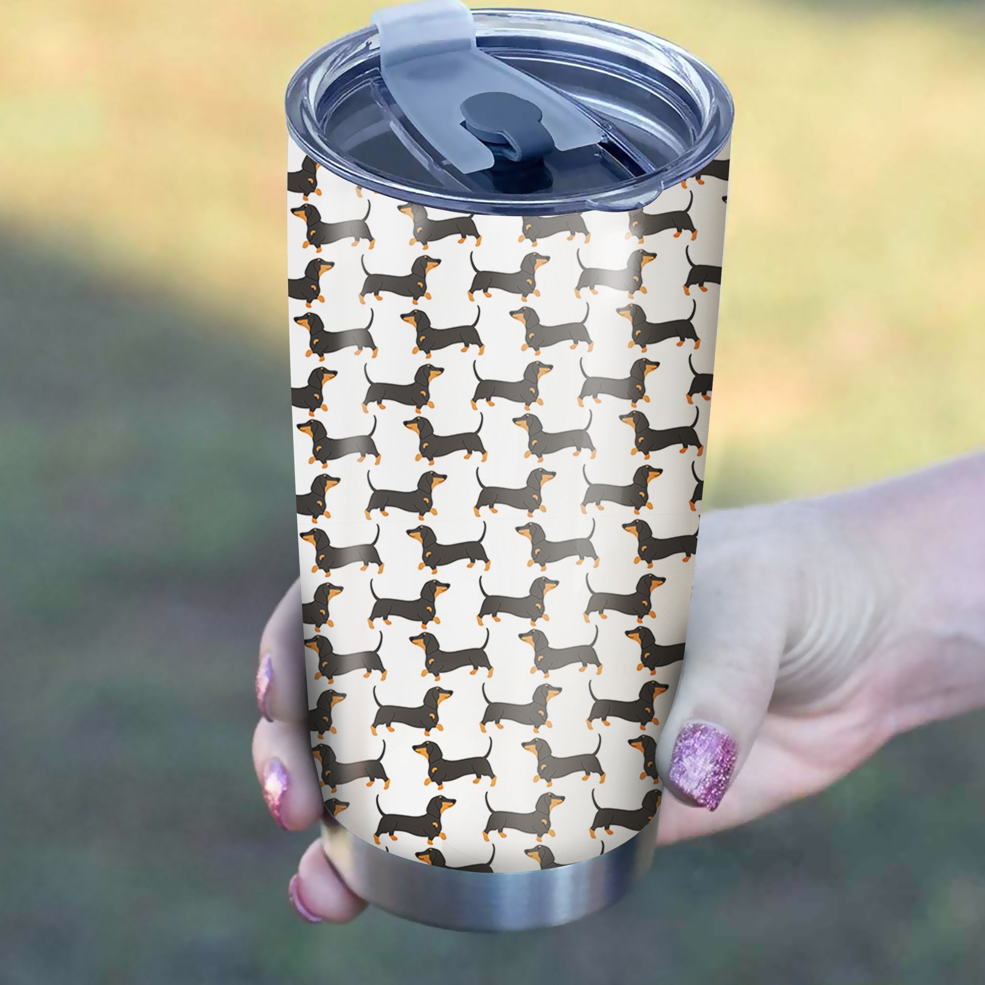 Dachshund Dog Pattern Tumbler Best Perfect Gift Idea Stainless Traveling Mugs 2021