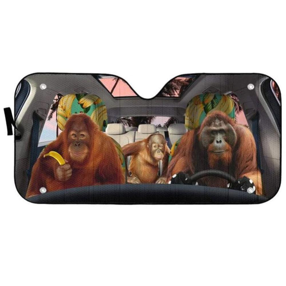 Orangutan Family Custom Car Auto Sun Shades Windshield Accessories Decor Gift