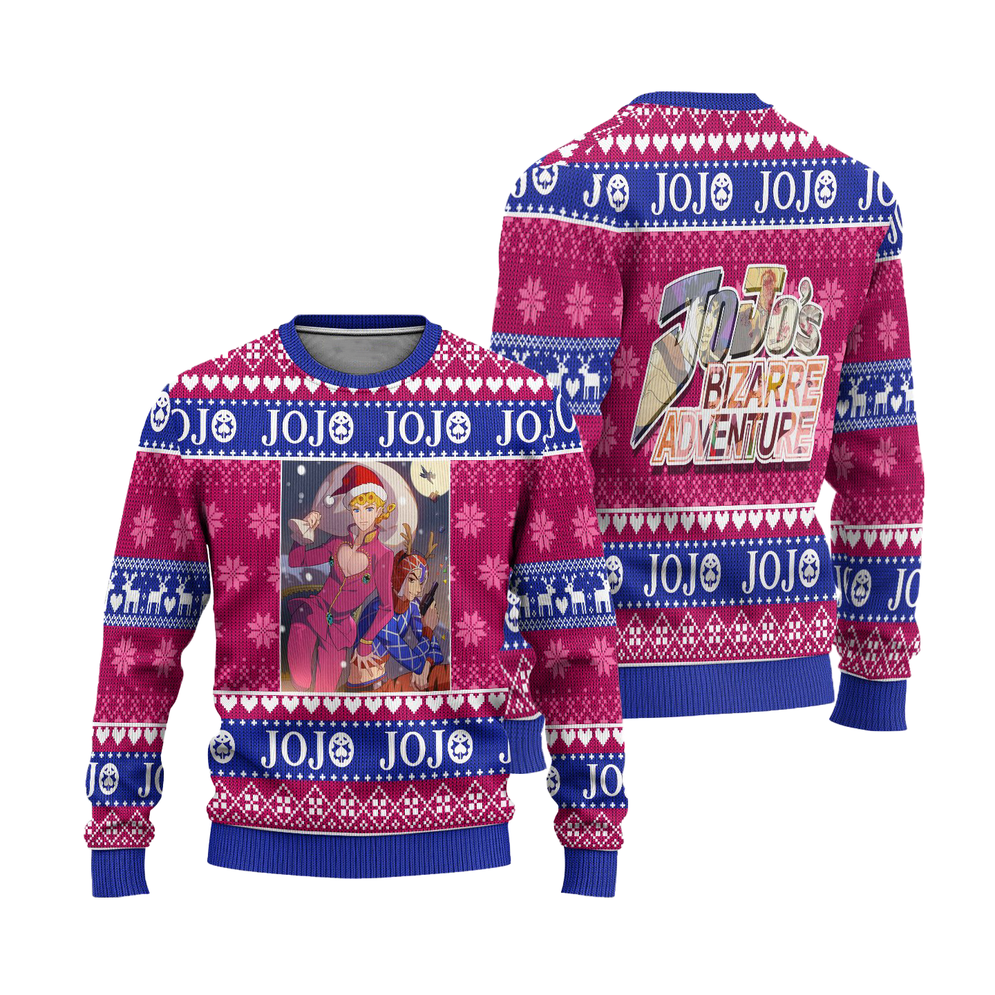 Giorno x Mista Anime Ugly Christmas Sweater Custom JoJos Bizarre Adventure Xmas Gift