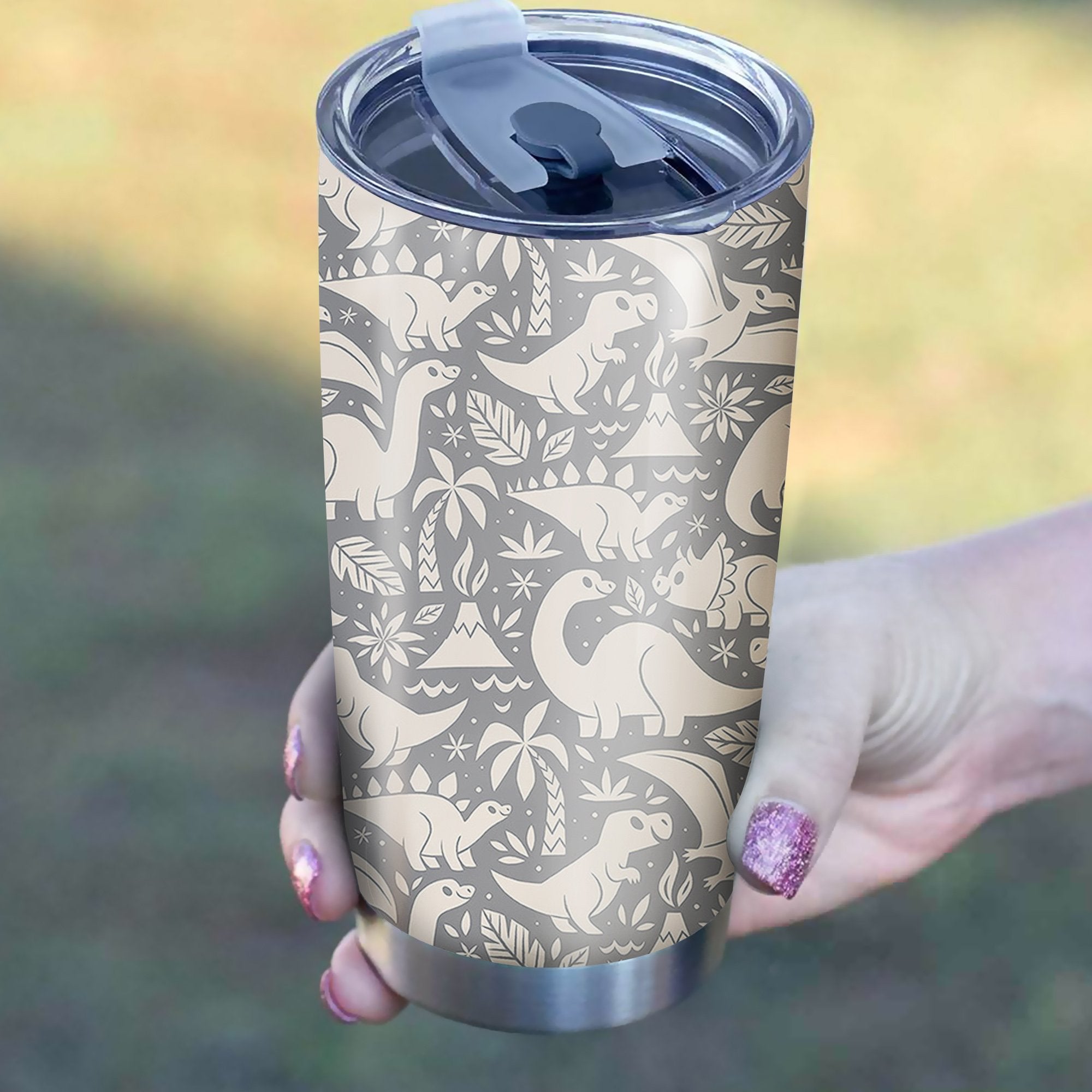 Dinosaur Cute Pattern Tumbler Best Perfect Gift Idea Stainless Traveling Mugs 2021