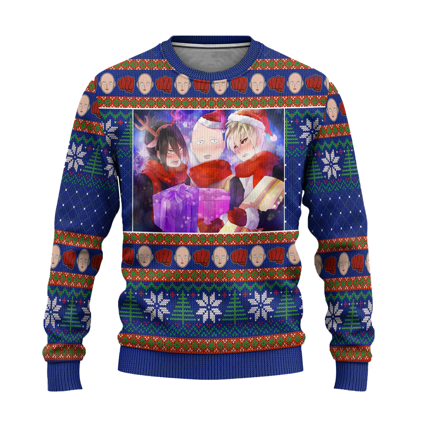 One Punch Man Anime Ugly Christmas Sweater Custom Characters Xmas Gift