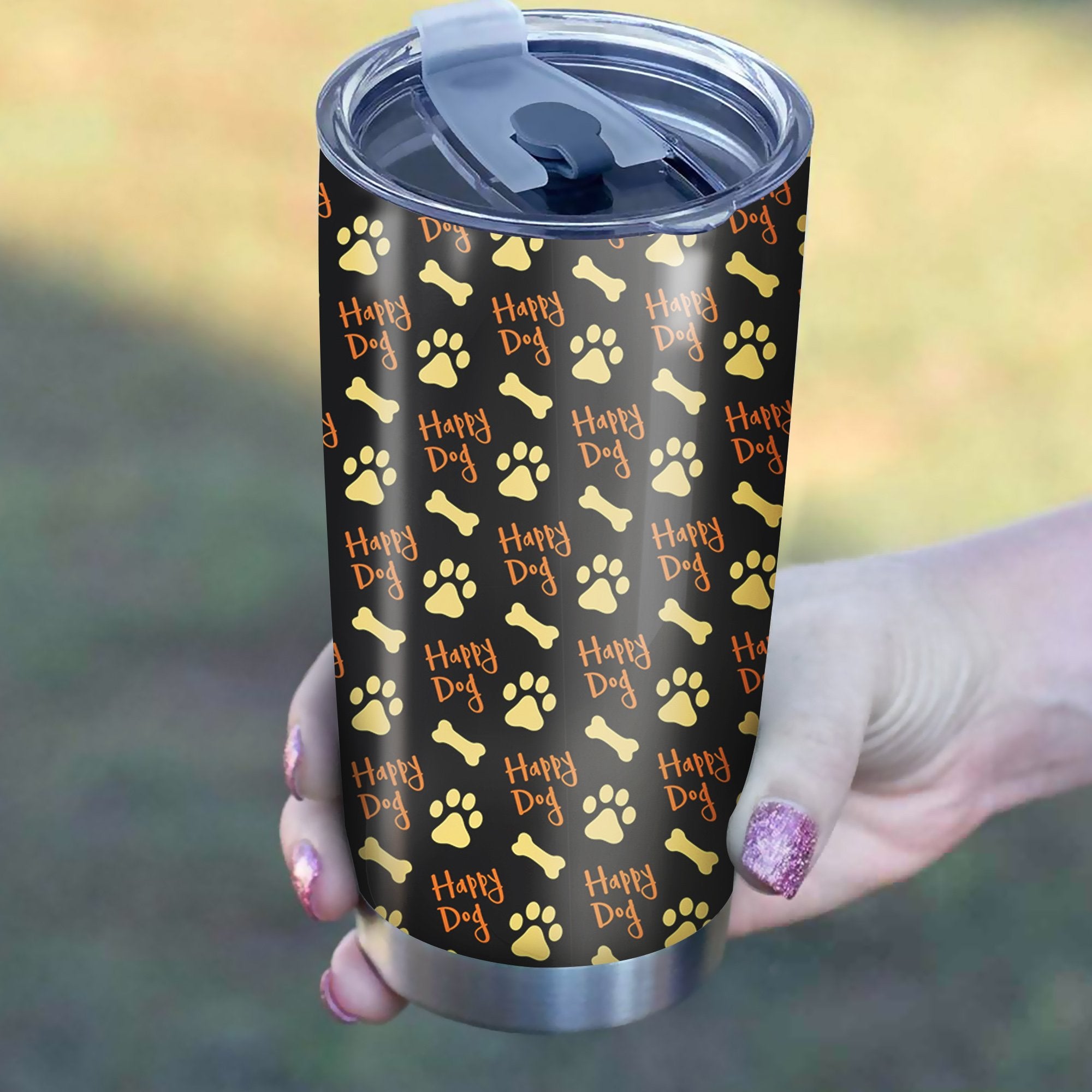 Dog Foot Print Pattern Tumbler Best Perfect Gift Idea Stainless Traveling Mugs 2021