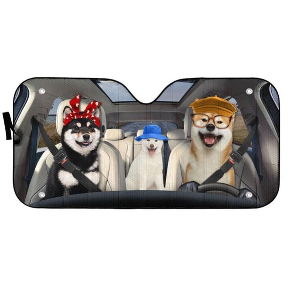 Shiba Inu Dogs Custom Car Auto Sun Shades Windshield Accessories Decor Gift