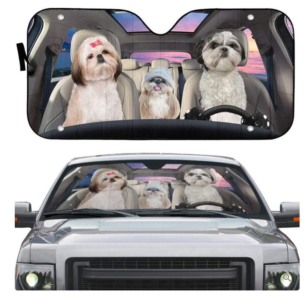 Shih Tzu Dogs Custom Car Auto Sun Shades Windshield Accessories Decor Gift