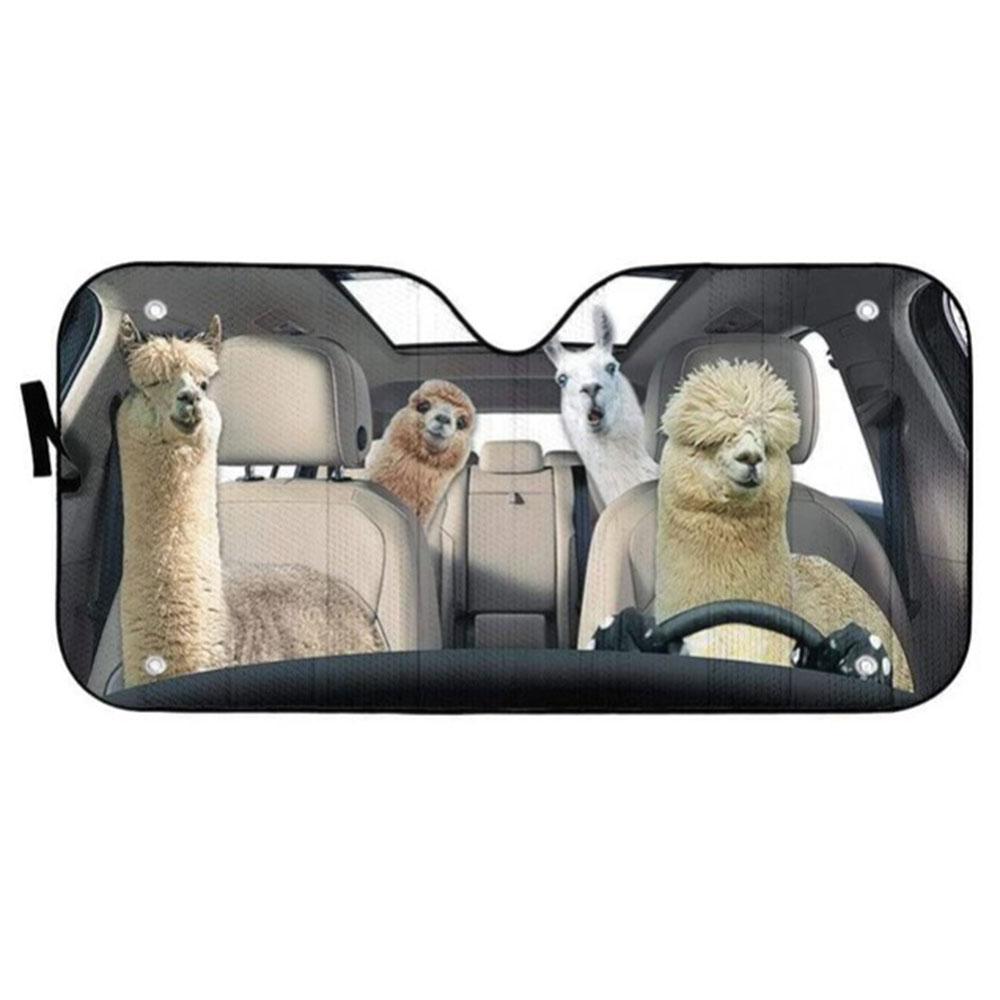 Llama and Alpaca Custom Car Auto Sun Shades Windshield Accessories Decor Gift