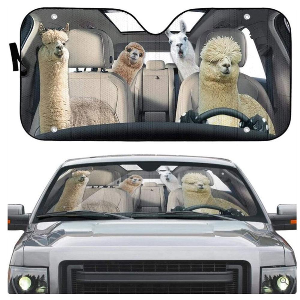 Llama and Alpaca Custom Car Auto Sun Shades Windshield Accessories Decor Gift