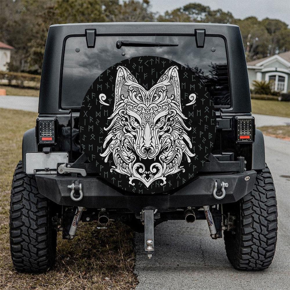 Viking Wolf Car Spare Tire Cover Gift For Campers