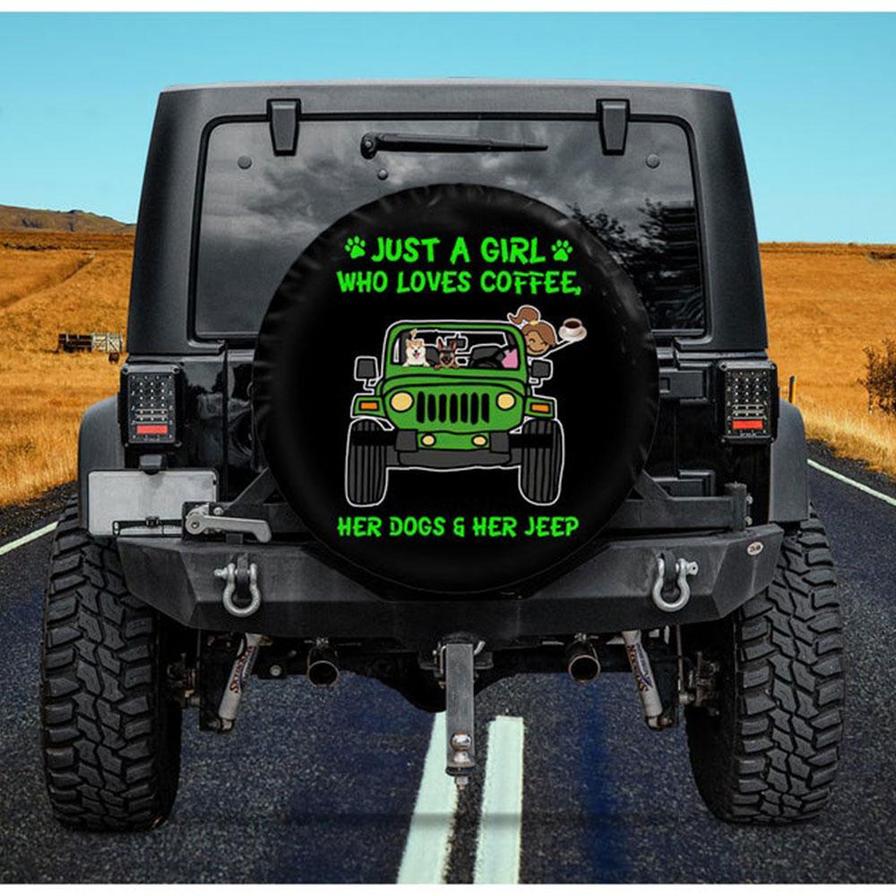 Just A Girl Who Love Coffee Jeep Car Spare Tire Cover Gift For Campers