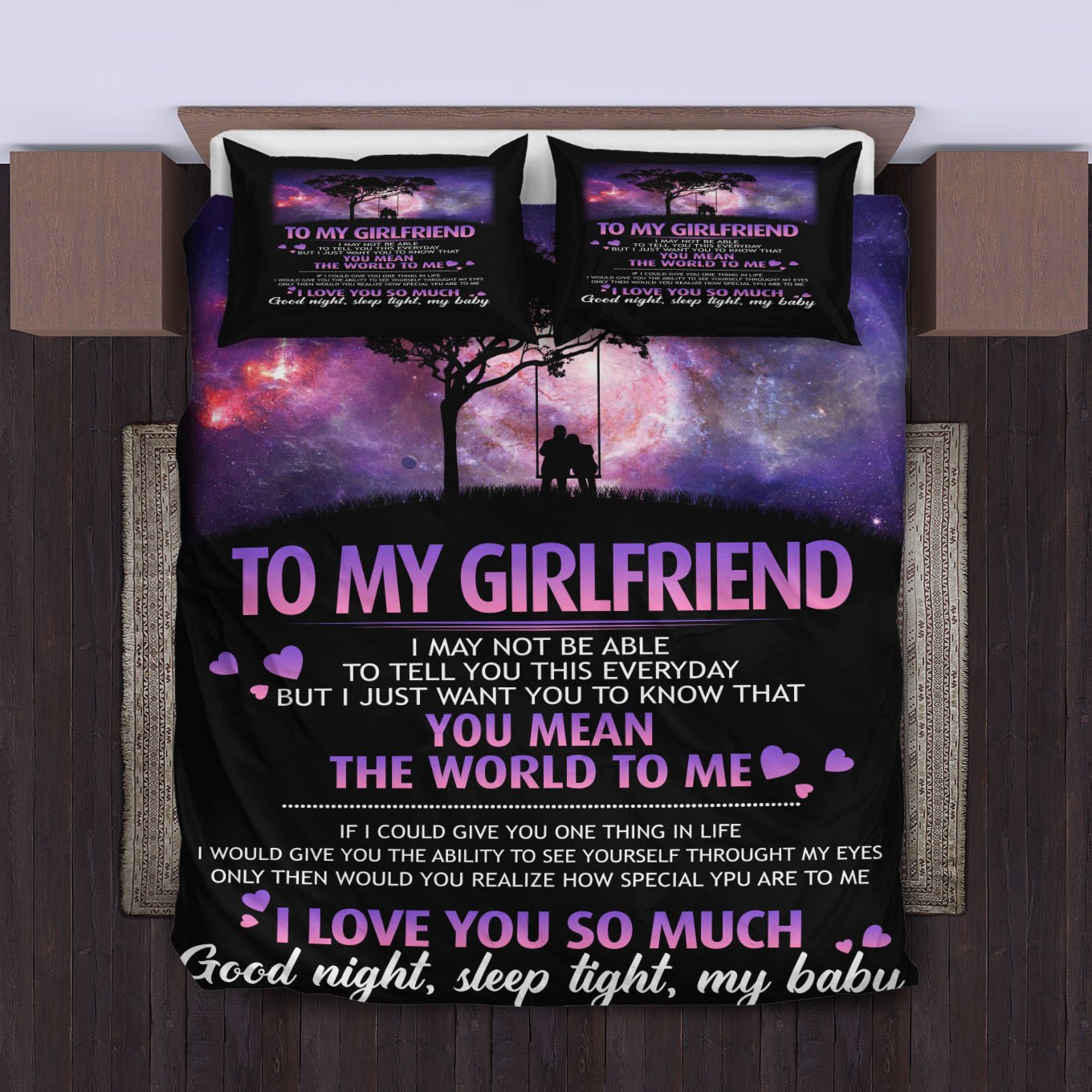 To My Girlfriend Bedding Set Duvet Cover And Pillowcase Set