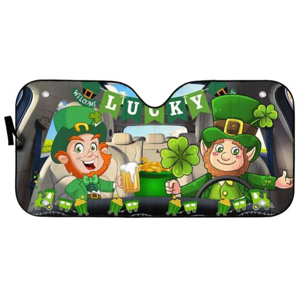 St Patricks Day Leprechaun Custom Car Auto Sun Shades Windshield Accessories Decor Gift
