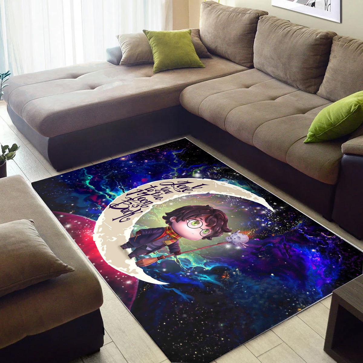 Harry Potter Chibi Love You To The Moon Galaxy Carpet Rug Home Room Decor