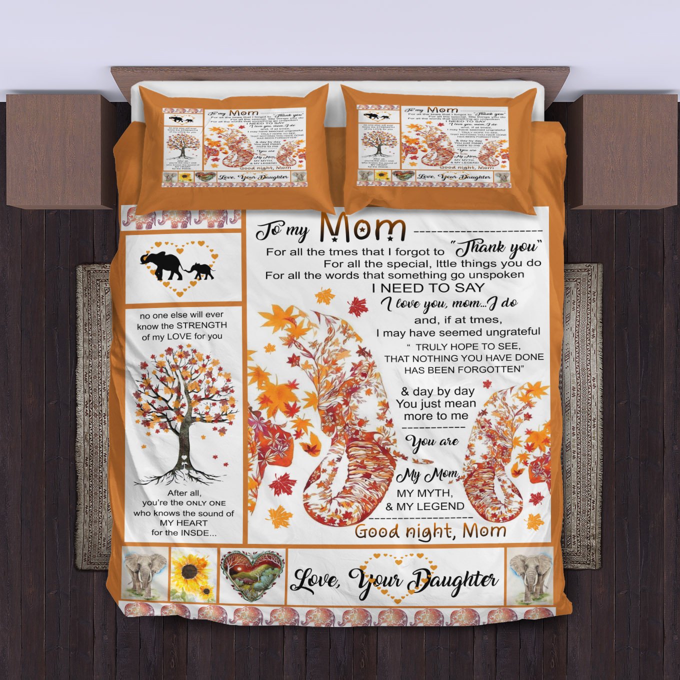 To My Mom Autumn Bedding Set Duvet Cover And Pillowcase Set