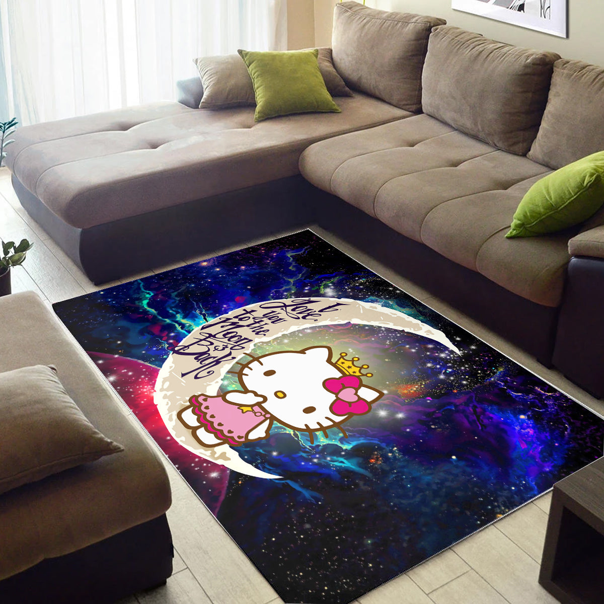 Hello Kitty Love You To The Moon Galaxy Carpet Rug Home Room Decor