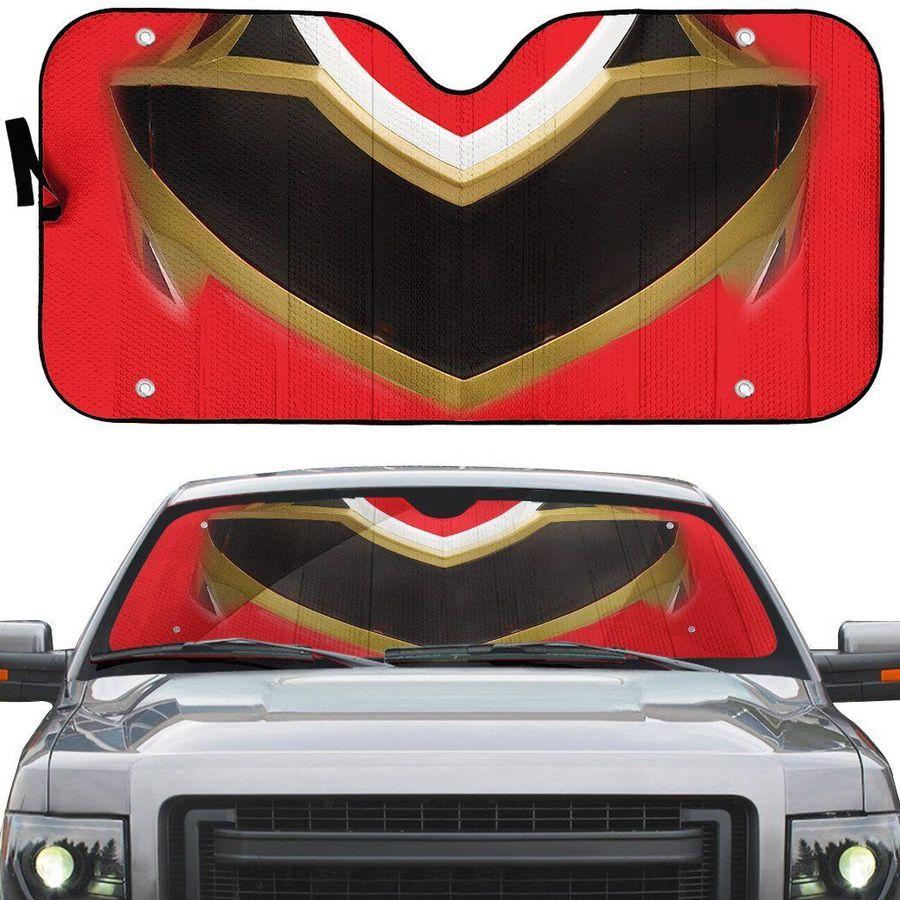 Power Rangers Megaforce Red Ranger Helmet Custom Car Auto Sunshade Windshield Accessories Decor Gift