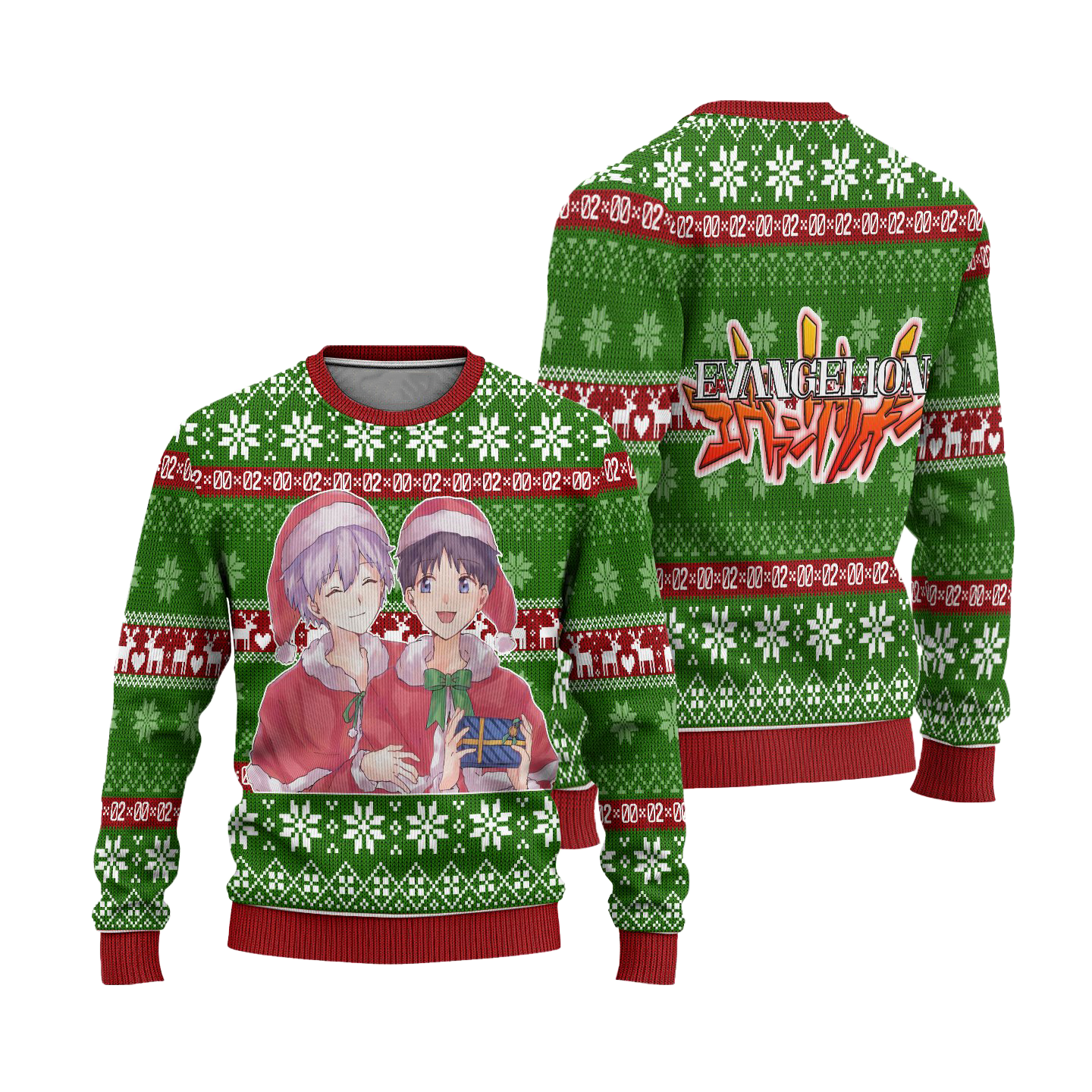 Kaworu x Shinji Anime Ugly Christmas Sweater Custom Neon Genesis Evangelion Xmas Gift