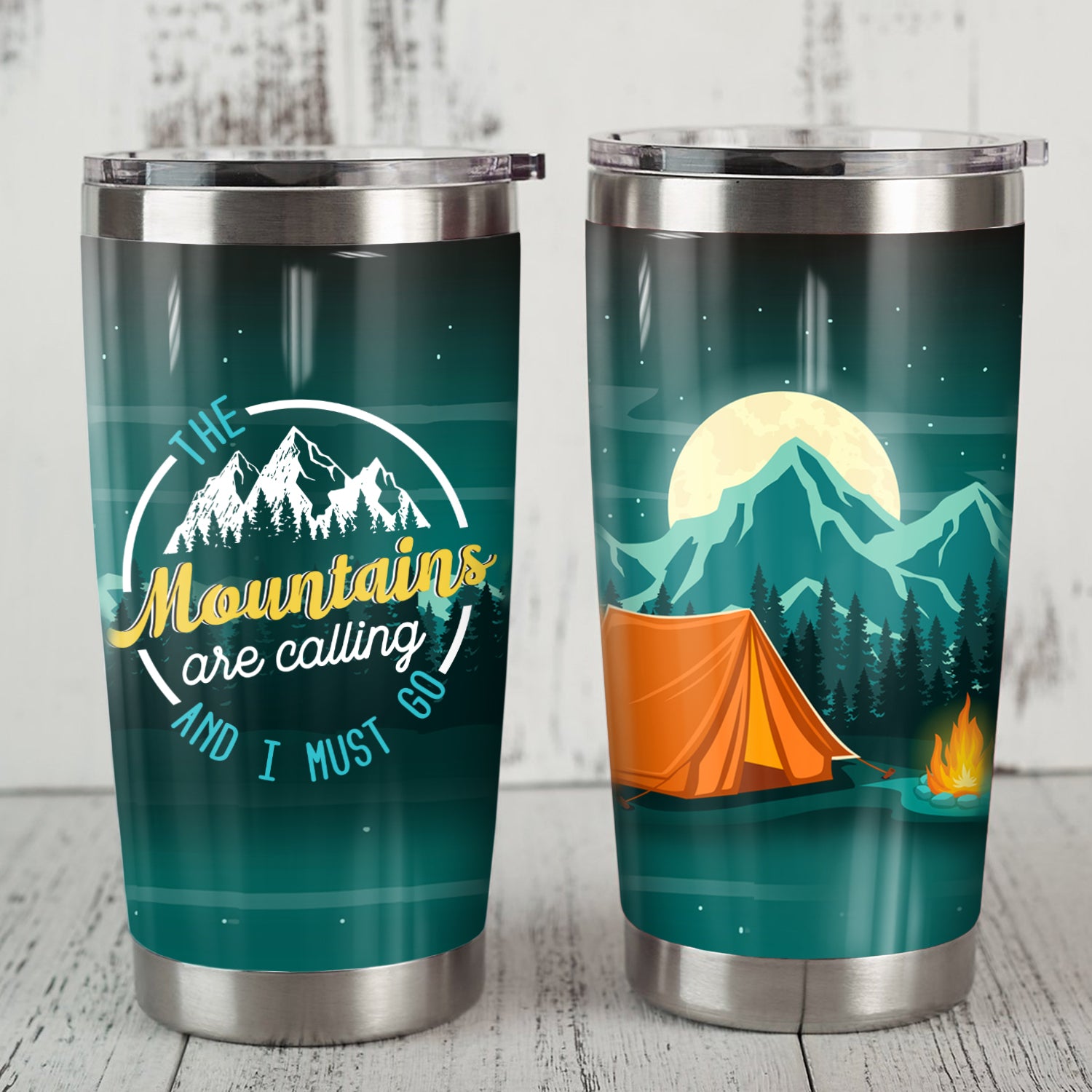 The Mountains Are Calling And I Must Go Camping Camfire Tumbler 2021