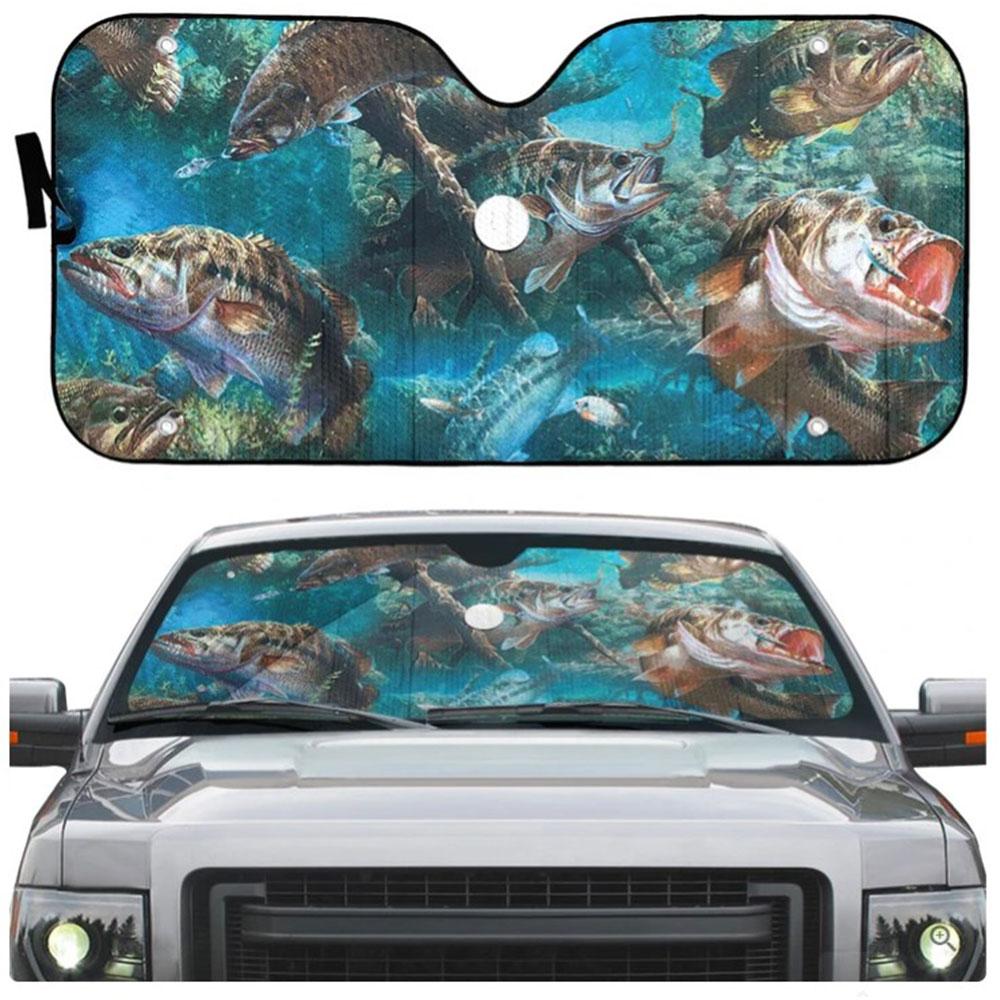 Bass Fishing Custom Car Auto Sun Shades Windshield Accessories Decor Gift