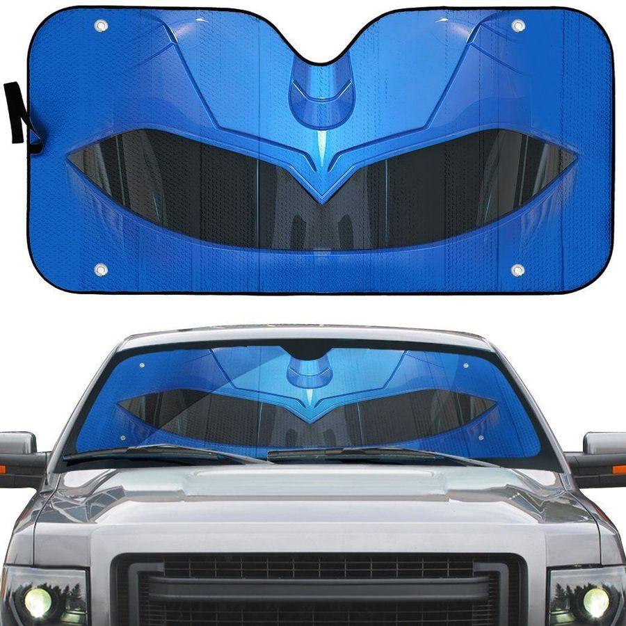 Mighty Morphin Blue Power Ranger Helmet Custom Car Auto Sunshade Windshield Accessories Decor Gift