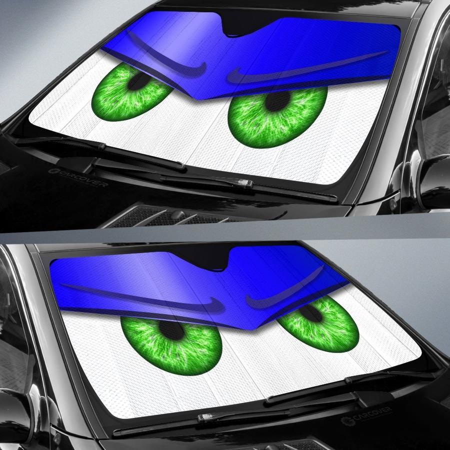 Blue Funny Angry Cartoon Eyes Car Auto Sun Shades Windshield Accessories Decor Gift