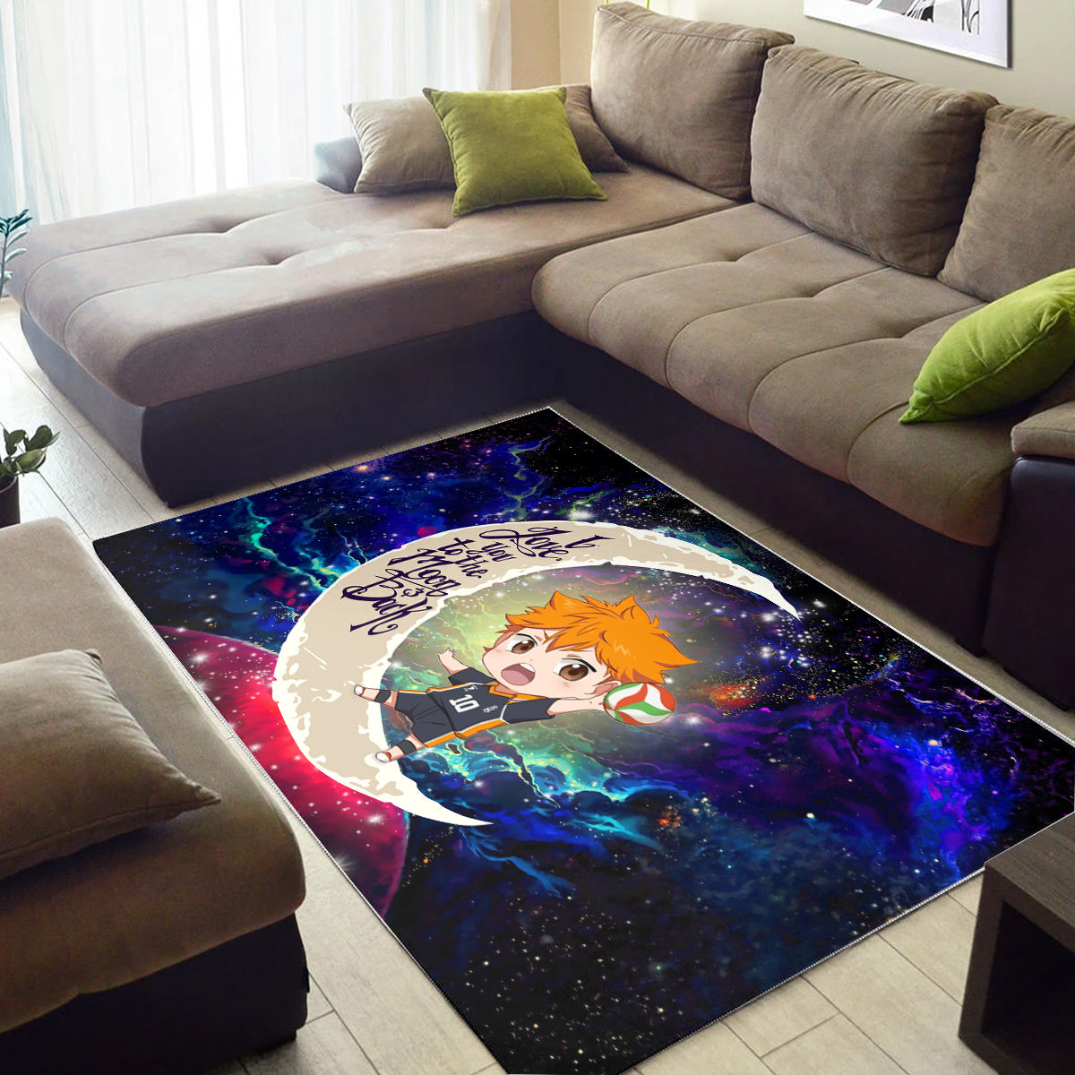 Hinata Haikyuu Love You To The Moon Galaxy Carpet Rug Home Room Decor
