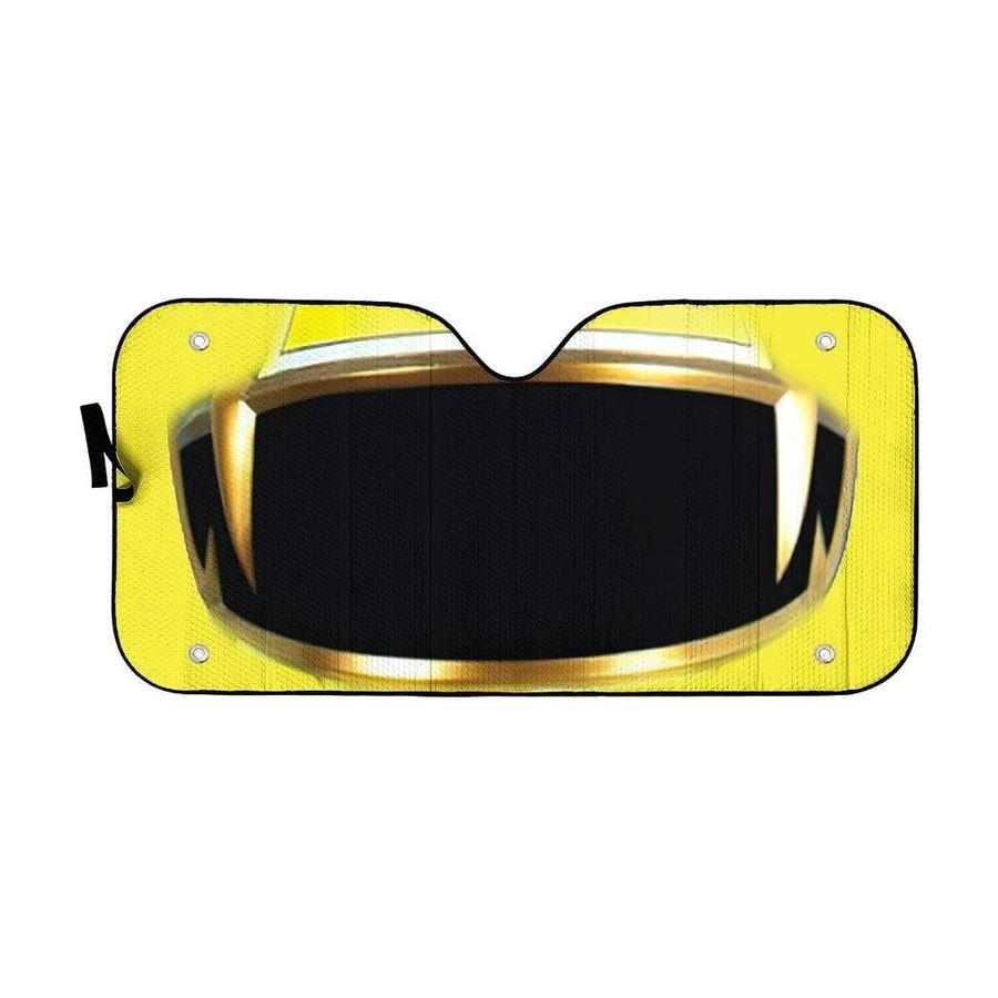 Power Rangers Megaforce Yellow Ranger Helmet Custom Car Auto Sunshade Windshield Accessories Decor Gift