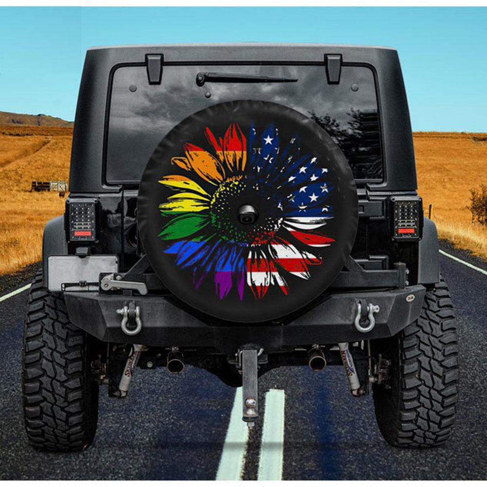 Sunflower Jeep Car Spare Tire Cover Gift For Campers