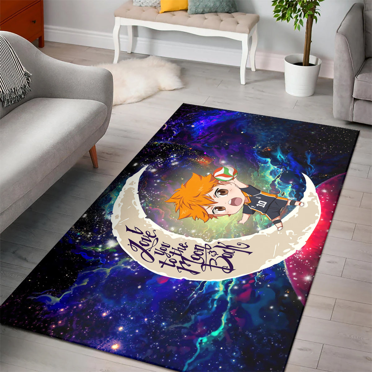 Hinata Haikyuu Love You To The Moon Galaxy Carpet Rug Home Room Decor