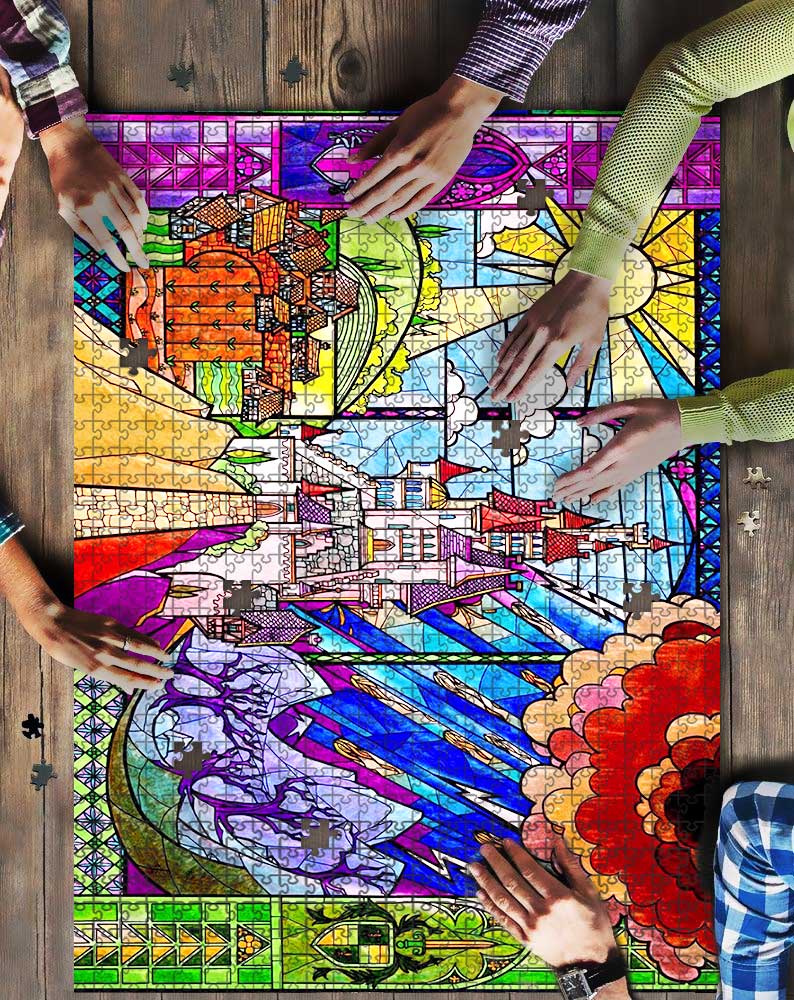 Beauty And The Beast Stained Glass Mock Puzzle